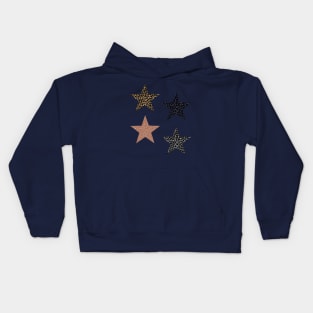 Leopard Print Stars Pack on Dark Blue Kids Hoodie